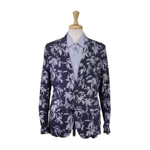 Paul Smith Mens Blue Floral Print Cotton Linen 2-Btn Blazer Jacket Medium 40R